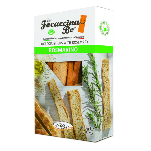 Duonos lazdelės FOCACCINA, LA Rosmarino, su rozmarinu, ryžių aliejumi, 100 g
