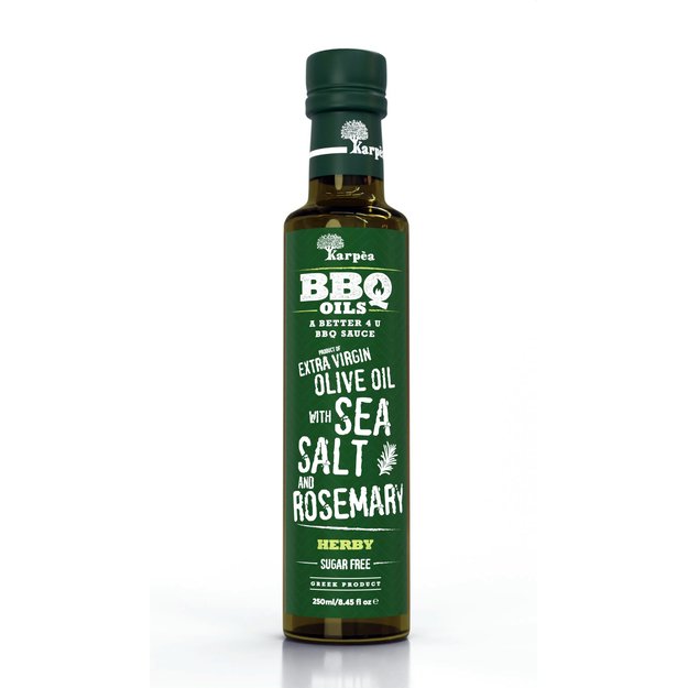 Alyvuogių aliejus KARPEA, BBQ, extra virgin, su jūros druska, rozmarinais, 250 ml
