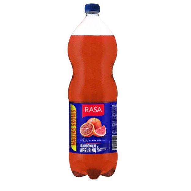 Gazuotas gaivusis gėrimas RASA raudonųjų apelsinų ir greipfrutų skonio, 2 l