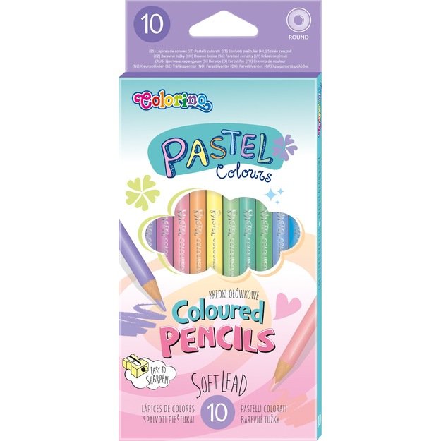 Spalvoti pie&scaron;tukai COLORINO Pastel, 10 pastelinių spalvų 1