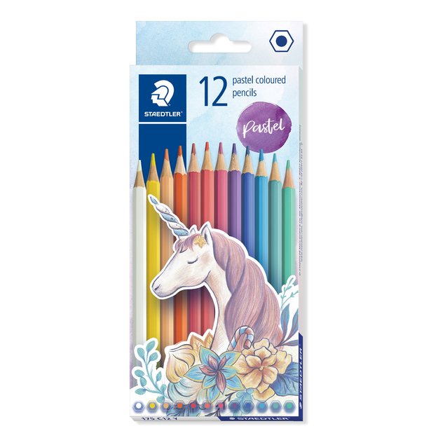 Spalvoti pieštukai STAEDTLER , šešiabriauniai, pastelinės spalvos , 12 vnt.