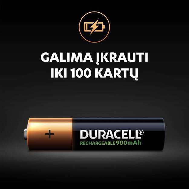 „Duracell Recharge 900 mAh“ AAA baterijos, 4 baterijų pakuotė 4