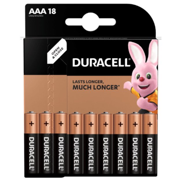 Baterijos DURACELL AAA, LR03 18 vnt