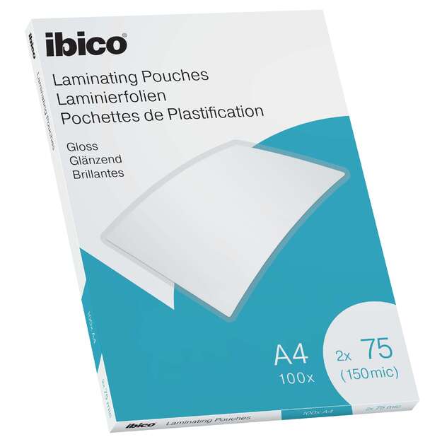 Laminavimo vokeliai Ibico, A4, 216x303 mm, 75 mik., blizgūs, 100 vnt.