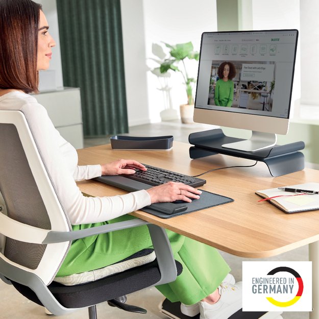 Monitoriaus stovas Leitz Ergo, reguliuojamas, tamsiai pilkos spalvos 1