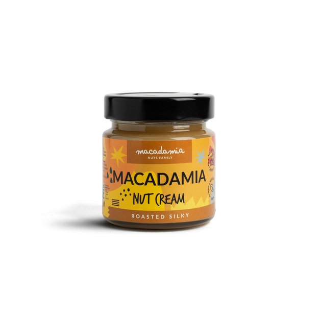 Makadamijų rie&scaron;utų kremas MACADAMIA NUTS FAMILY, Macadamia roasted silky, 180 g