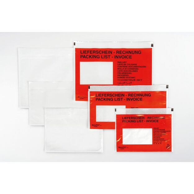 Priklijuojamosios įmautės siuntiniams C5 - 240mm x 165mm + 15mm., 1000vnt, skaidrios 1