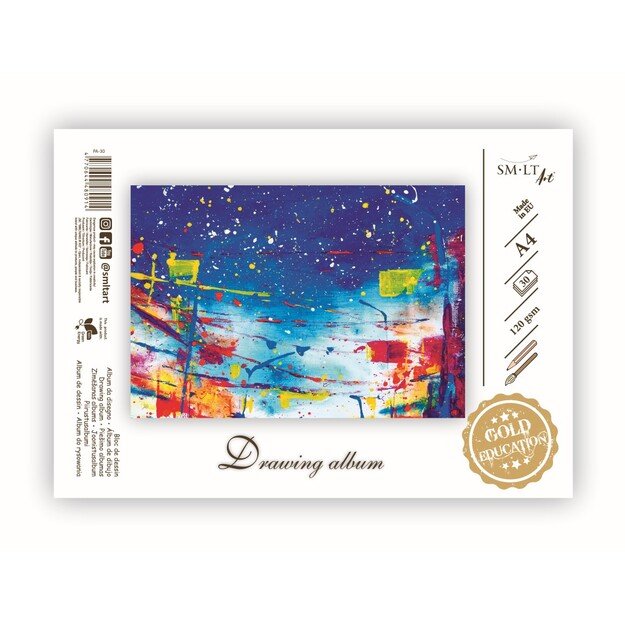 Piešimo albumas SMLT, A4, 120 g/m2, 30 lapų 1