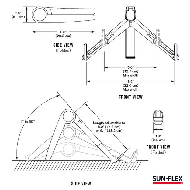 Nešiojamojo kompiuterio stovas SUN-FLEX®GRAVITY STAND, metalinis, juodos/sidabrinės spalvos 4