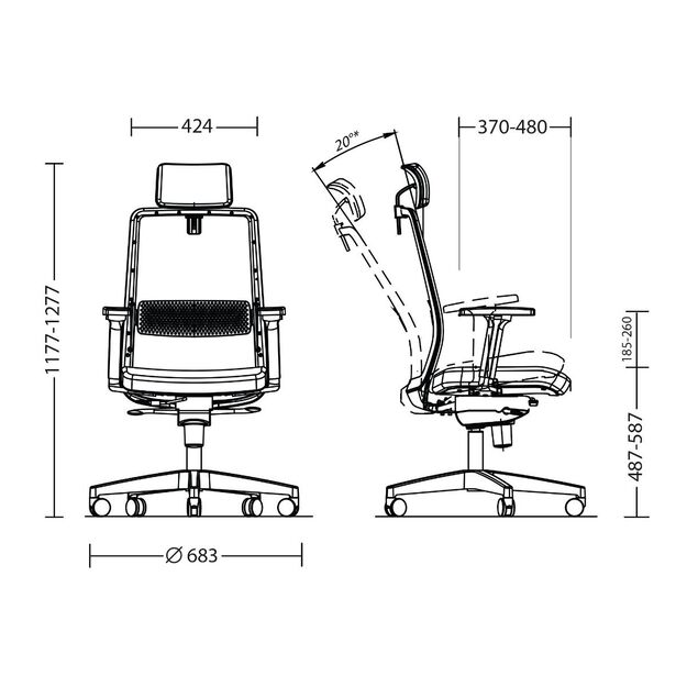 Biuro kėdė NOWY STYL FRAME su atrama galvai, juoda 1
