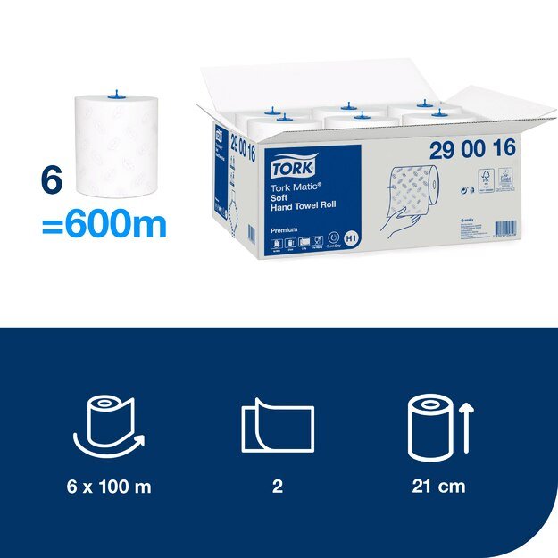 Popieriniai rankšluosčiai  TORK PREMIUM EXTRA SOFT H1, 290016, 2 sl., 21 cm x 100 m, balta sp. 3