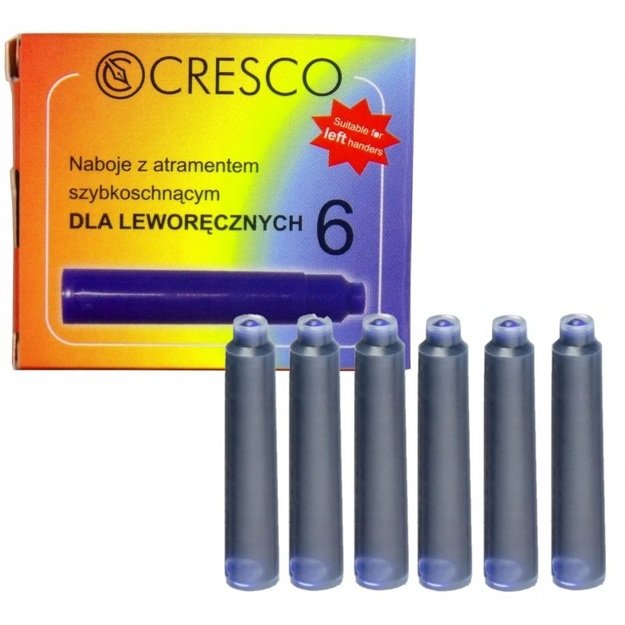 Rašalo kapsulės CRESCO, 6 vnt., greitai džiūstantis rašalas, mėlynos sp. 1