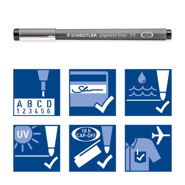 Ra&scaron;iklis STAEDTLER PIGMENT LINER 308, 0,5 mm. 3