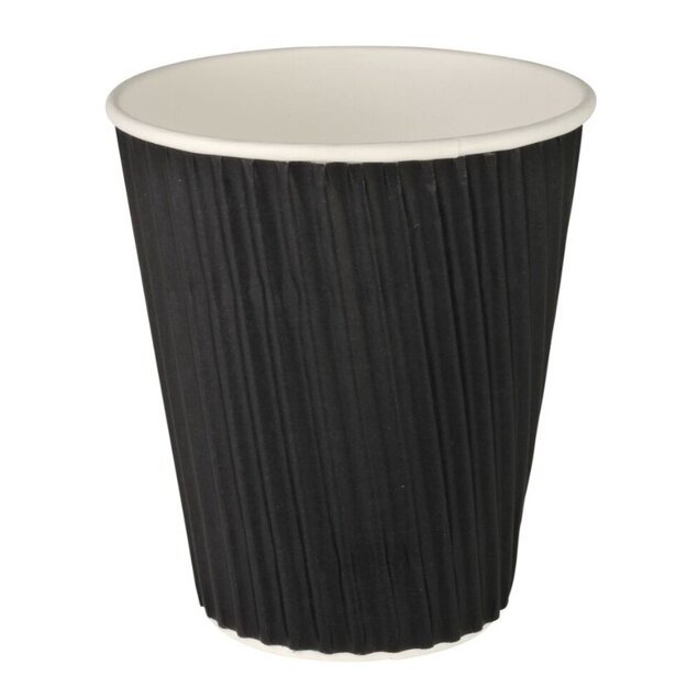 Vienkartinis puodelis RIPPLE Black, popierius/PE, 280 ml, D 80 x H 90 mm, 25 vnt