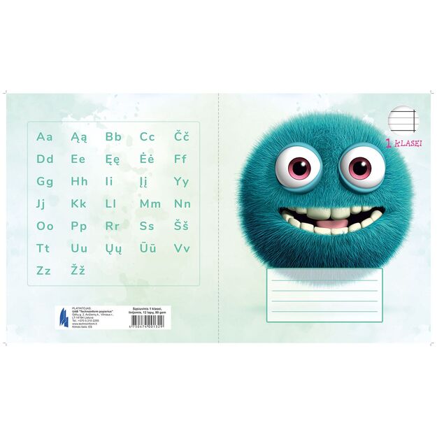 Sąsiuvinis TECHNOINFORM, 1 klasei, A5, 12 lapų, 80 gsm, linijomis 4