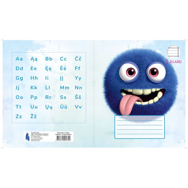 Sąsiuvinis TECHNOINFORM, 1 klasei, A5, 12 lapų, 80 gsm, linijomis 2