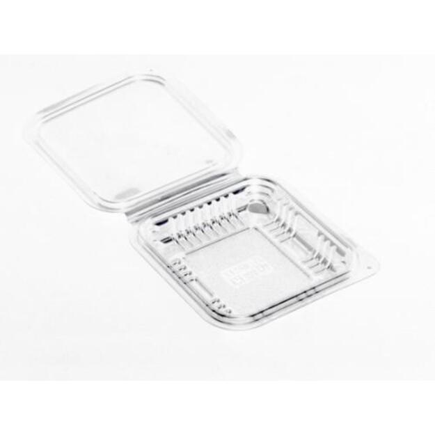 Indelis salotoms, kvadratinis, su dangteliu, PET, 11,5 x 12,5 x H 2,5 cm,150 ml, 100 vnt.