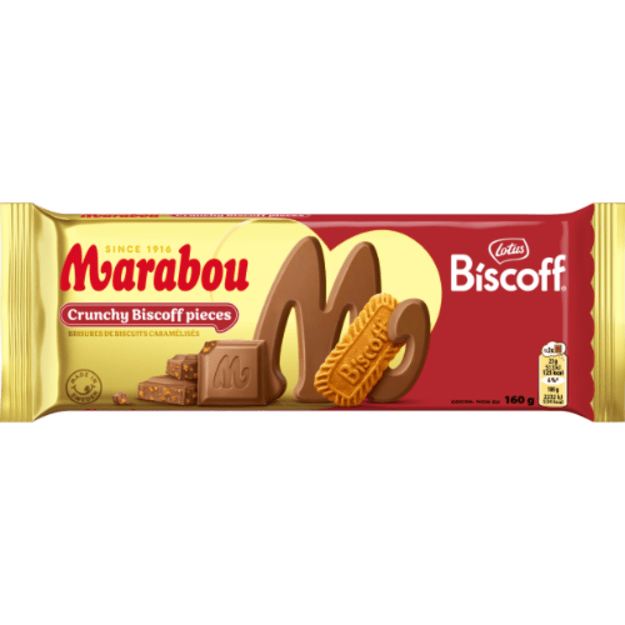 Pieninis &scaron;okoladas MARABOU, su Biscoff sausainiais, 160 g