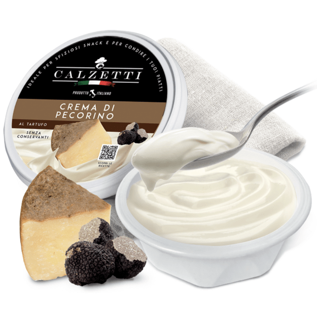 Tepamas Pecorino sūrio kremas CALZETTI, su juodaisiais trumais, 125 g 2
