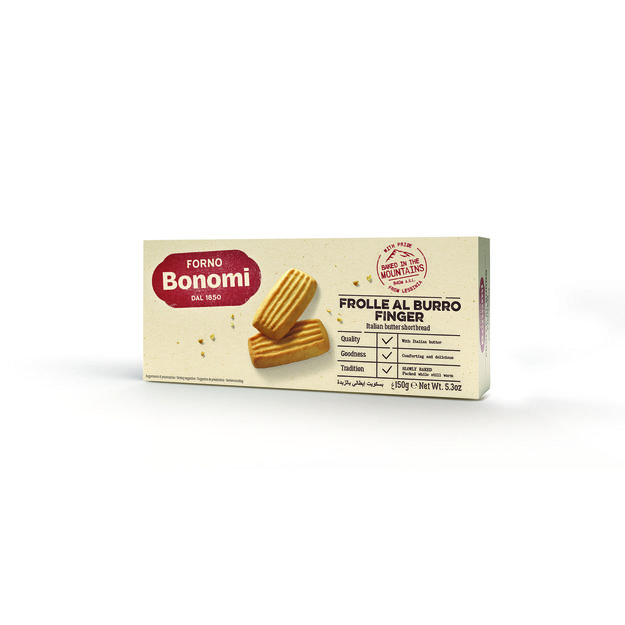 Sviestiniai trapios tešlos sausainiai FORNO BONOMI, Finger, 150 g