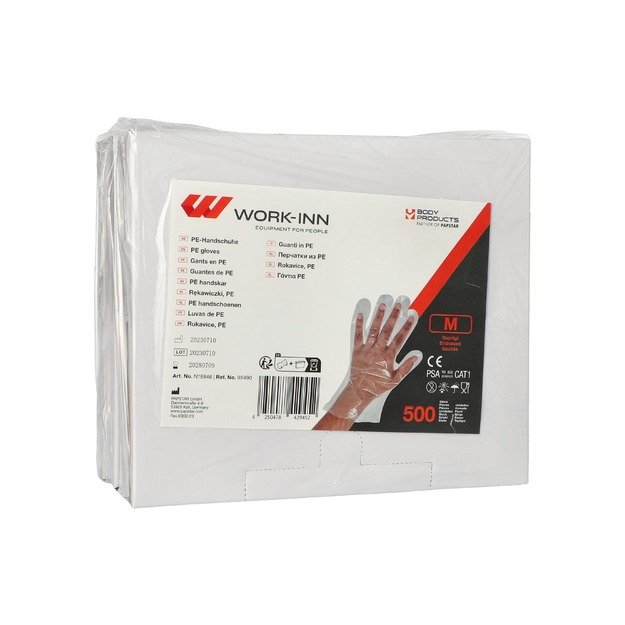 Vienkartinės pirštinės WORK-INN/-PS, PE, M dydis, 500 vnt.