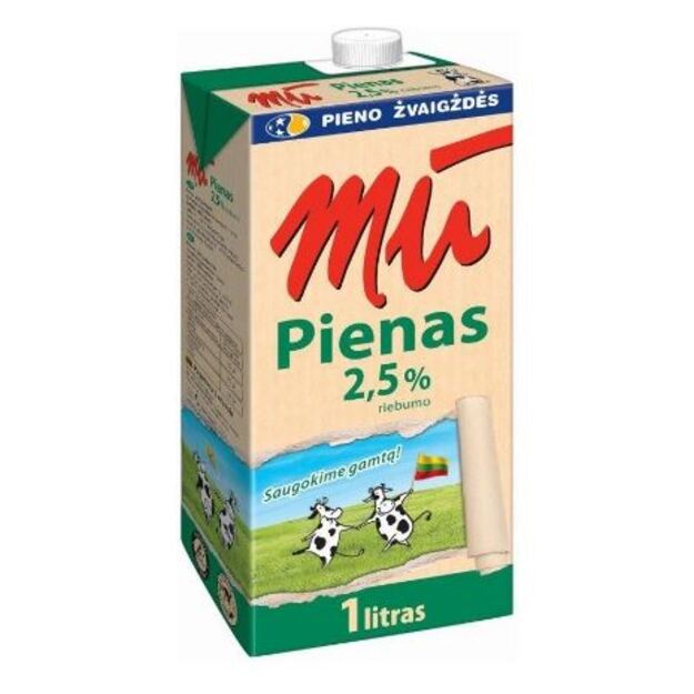 Pienas MŪ 2,5% riebumo, 1 l