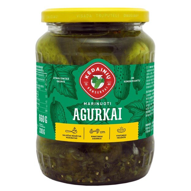 Marinuoti agurkai KĖDAINIŲ, 660 g/330 g