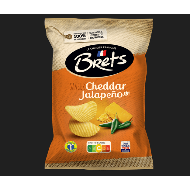 Bulvių tra&scaron;kučiai BRETS, čederio sūrio ir chalapos paprikų skonio, 125g