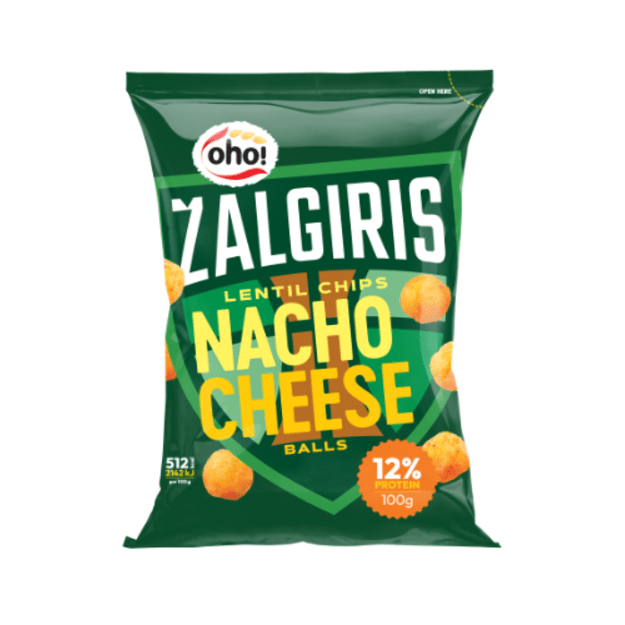 Lę&scaron;ių tra&scaron;kučiai OHO! Žalgiris Nacho cheese balls, 100g