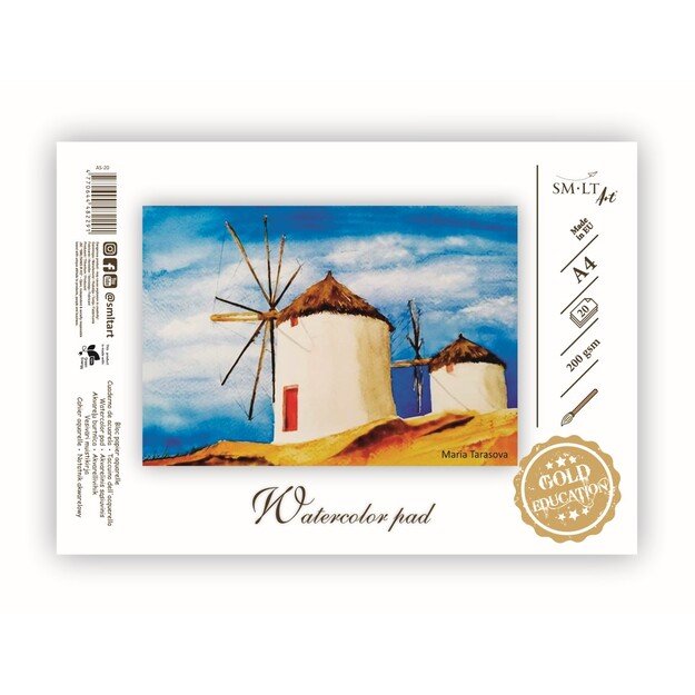 Sąsiuvinis akvarelei SMLT, A4, 20 lapų, 200 g/m² 1