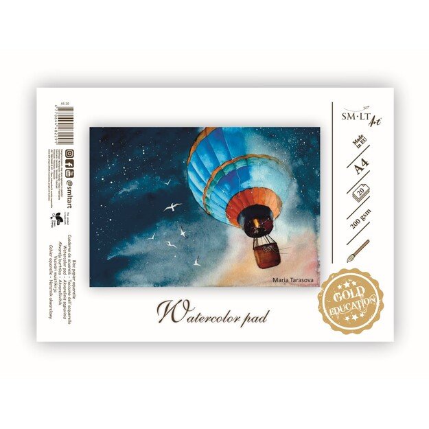 Sąsiuvinis akvarelei SMLT, A4, 20 lapų, 200 g/m²