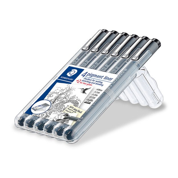 Braižiklis Staedtler PigmentLiner, juodas, rinkinyje 6 skirtingi pločiai 6