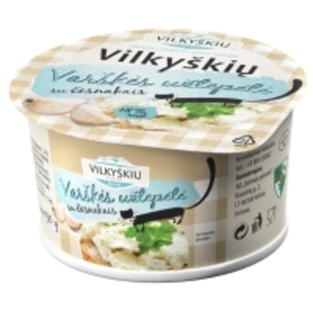 Varškės užtepėlė VILKIŠKIŲ, su česnakais 18% riebumo, 150 g
