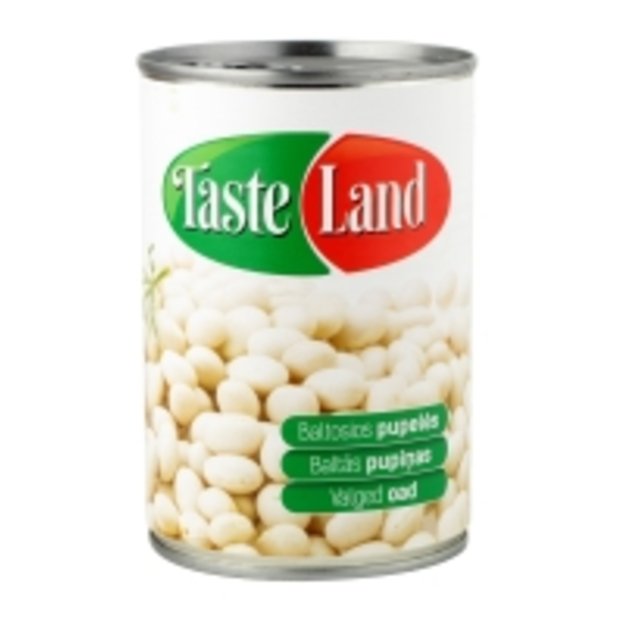Konservuotos pupelės TASTE LAND, baltos, 400 g/240 g 1