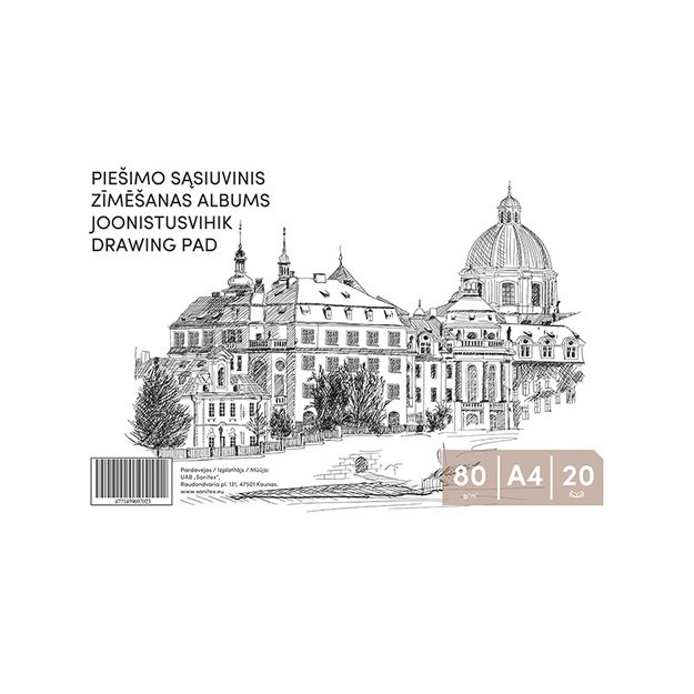 Pie&scaron;imo sąsiuvinis, klijuotas, A4, 80 g/m2, 20 lapų 4