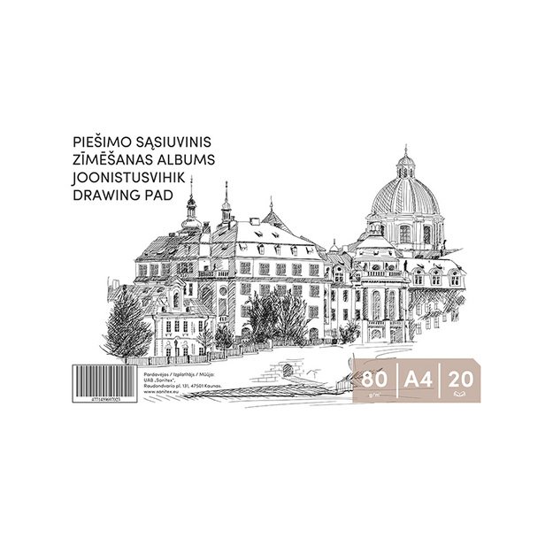 Piešimo sąsiuvinis, klijuotas, A4, 80 g/m2, 20 lapų 1