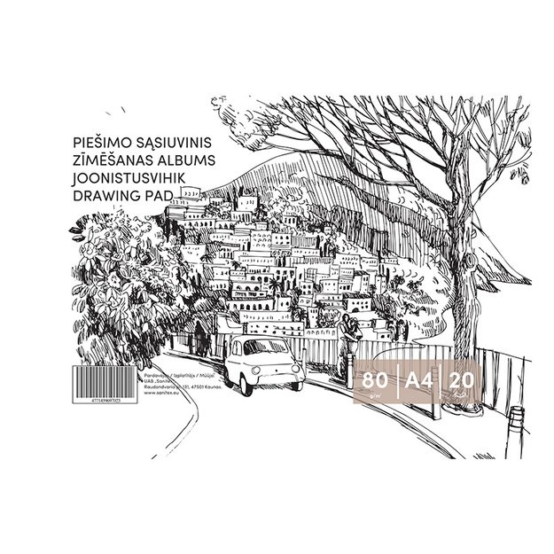 Piešimo sąsiuvinis, klijuotas, A4, 80 g/m2, 20 lapų 3