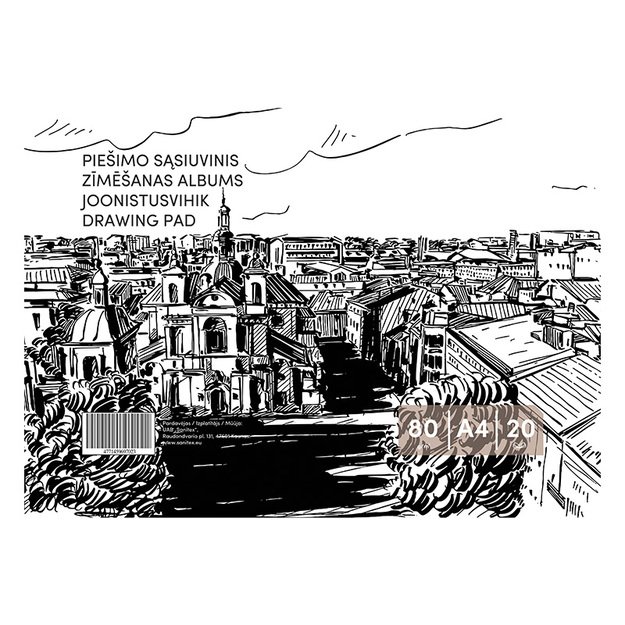 Piešimo sąsiuvinis, klijuotas, A4, 80 g/m2, 20 lapų 2