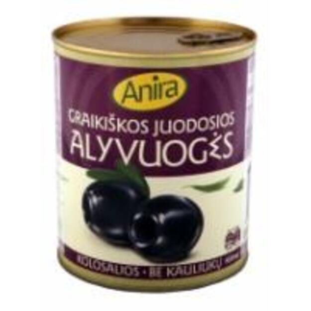 Alyvuogės ANIRA, graikiškos, juodosios, be kauliukų, L dydis, 0,82kg/0,38 kg