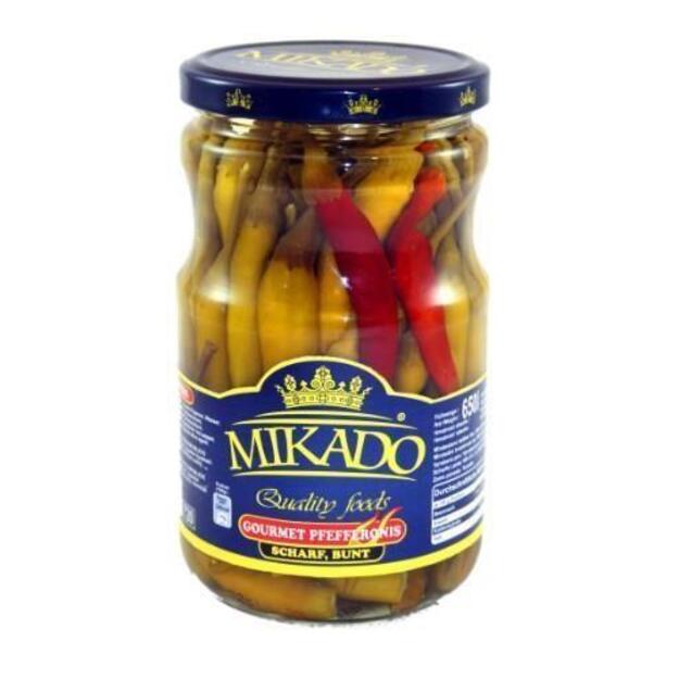 Konservuoti aitrieji pipirai, MIKADO, 0,65 kg / 0,3 kg