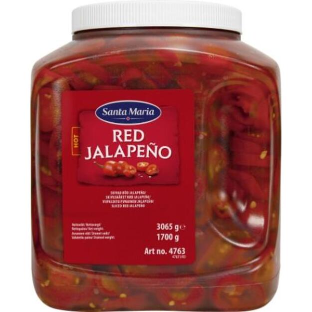 Raudonosios aitriosios paprikos-Jalapeno, griežinėliai, 3,065 / 1,700 kg