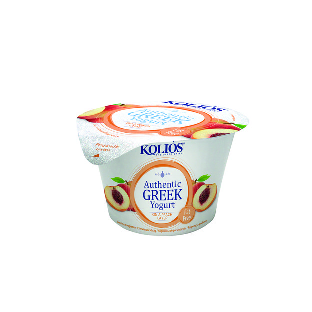 Graiki&scaron;kas jogurtas KOLIOS, autenti&scaron;kas, 0%, su persikais,150 g