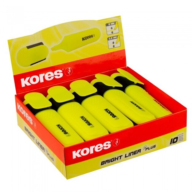 Teksto žymeklis KORES BRIGHT LINER, geltona 5