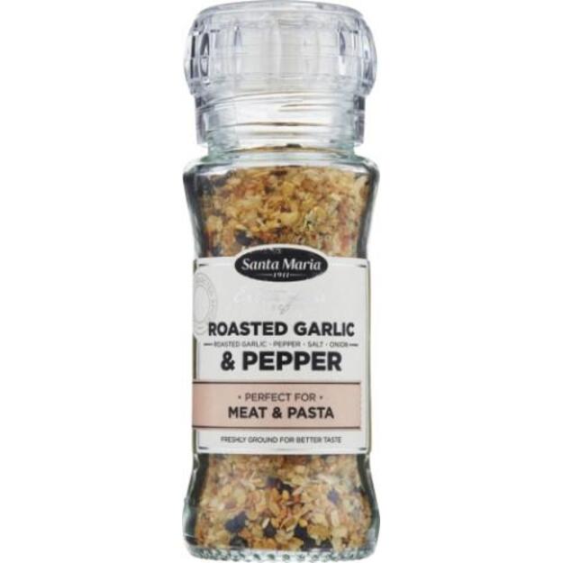 Skrudinti česnakai ir pipirai, 80 g, su malūnėliu