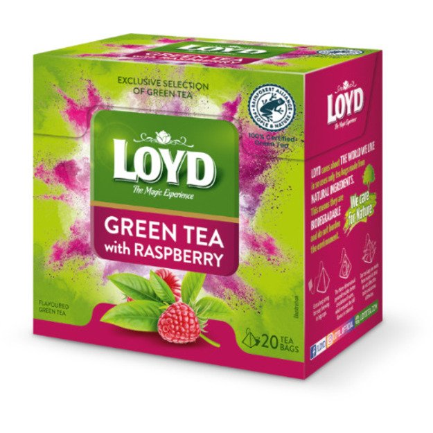 Žalioji arbata LOYD, aviečių skonio, 20 x 1.5g
