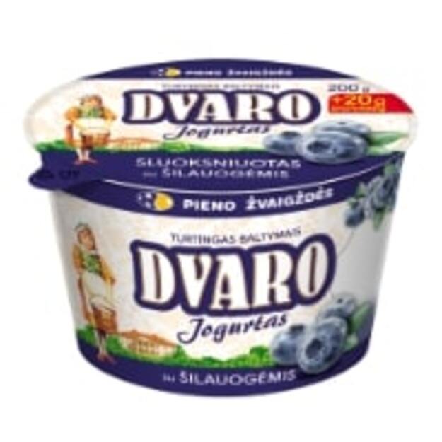 Sluoksniuotas jogurtas DVARO, 1,8%, su šilauogėmis, 220 g