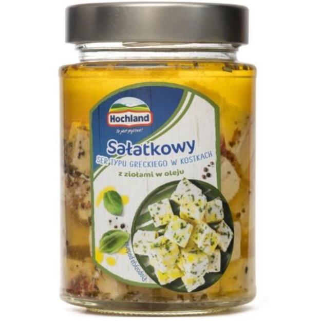 Graikinis sūryminis sūris aliejuje HOCHLAND, kubeliais, su žolelėmis, 300 g