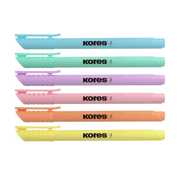 Teksto žymekliai KORES HIGH LINER PASTEL 6 spalvų rinkinys 2