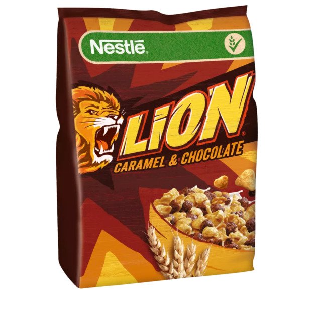 Pusryčių dribsniai NESTLE, Lion, su šokoladu ir karamele,  450g