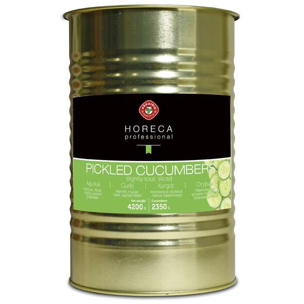 Marinuoti agurkai HORECA PROFESSIONAL, pjaustyti griežinėliais, 4.2kg